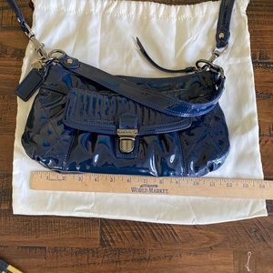 COACH Poppy Liquid Gloss Dark Blue Patent Leather Crossbody Bag #18671.